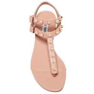 Steve Madden Pearl Studded Thong Blush Light Pink Sandals